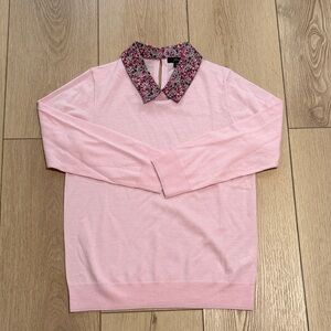 Jcrew vintage pink tippi sweater with liberty collar never worn size M
